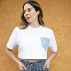 Crop Top con bolsillo en Denim